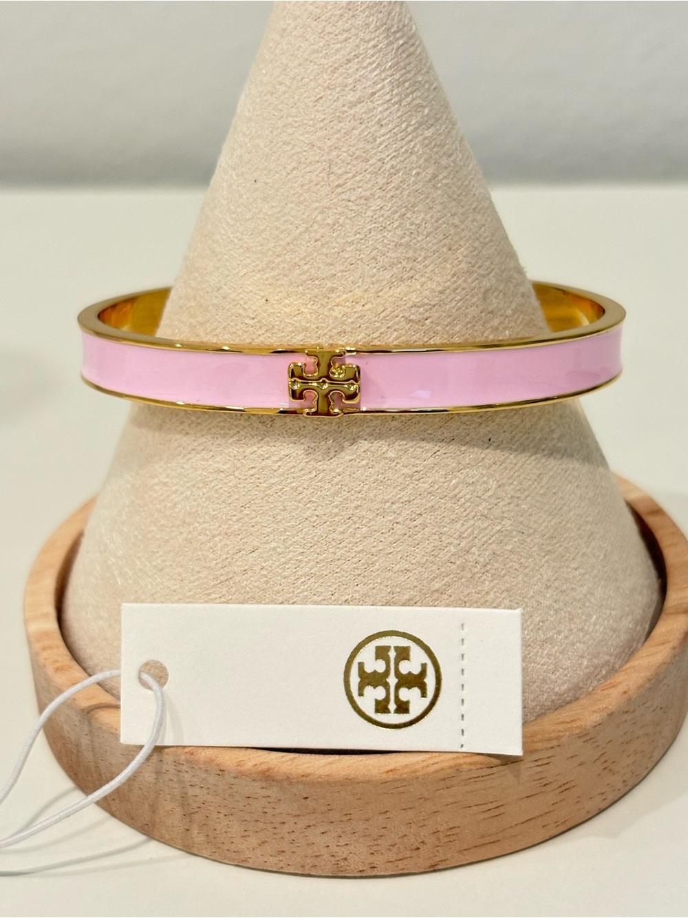 Tory Burch Pink Enamel Logo Bangle
